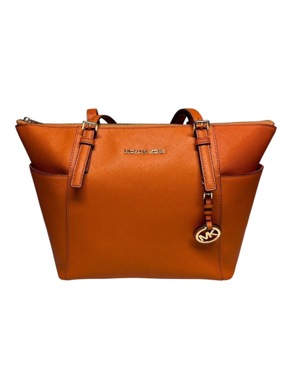 Michael Kors Orange Saffiano Leather Tote Bag Gold Hardware Large